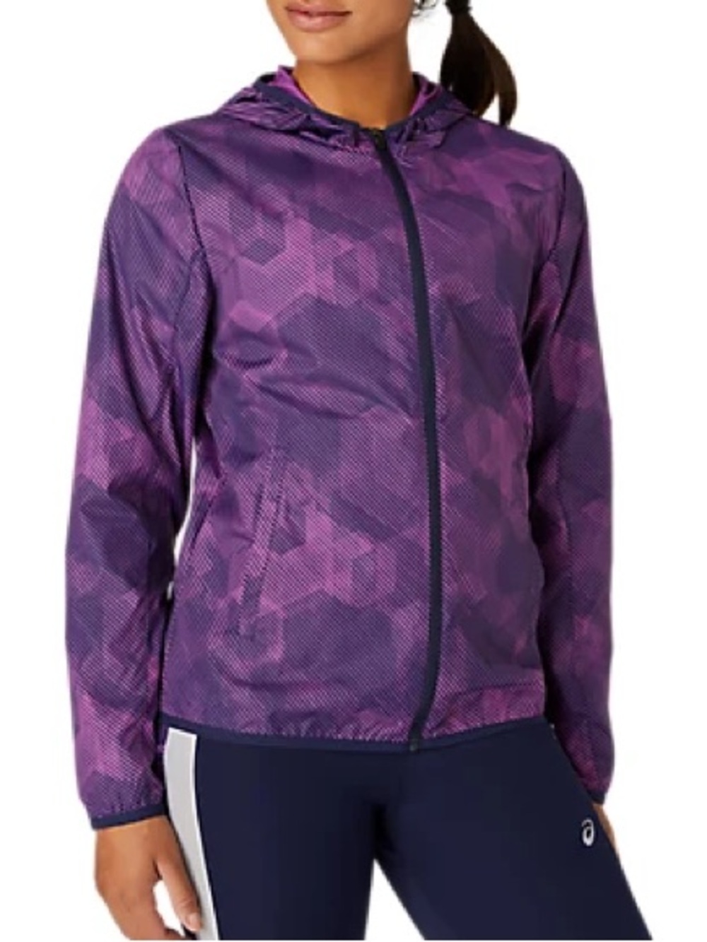 Asics Purple Patterned Hooded Utility Jacket